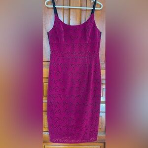 Fuchsia Pink Flower Textured Dress